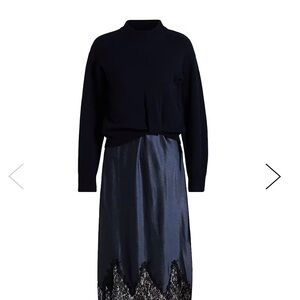 dh NEW YORK Black and Navy Midi Dress with Navy Sweater